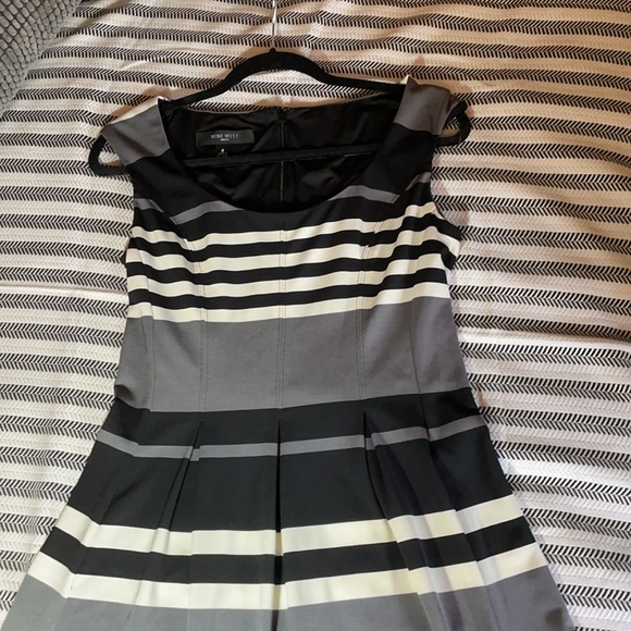 Nine West Stripped Pleated A-Line Dress - Picture 6 of 7